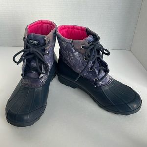 Sperry Girls Port Duck Boots Blue Tie-Dye Big Girls size 5